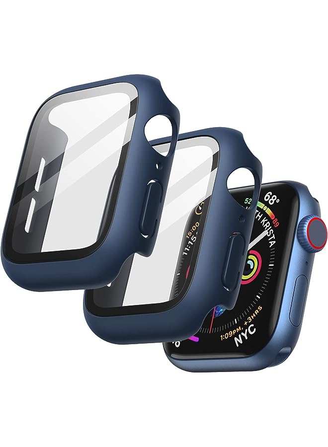 Jetech Case with Screen Protector Compatible with Apple Watch SE (2022/2020) /Series 6 5 4 44mm, Overall Protective Cover, Built-in Tempered Glass Film High Sensitivity, 2 Pack (Blue) - Image 1
