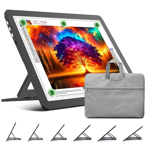 TOHETO Rechargeable A3 Light Board with Stand Bag Super Bright Magnetic Light Pad with Side Buttons Wireless Light Box for Tracing and Drawing Cordless Light Table for Diamond Painting Sketching - Image 1