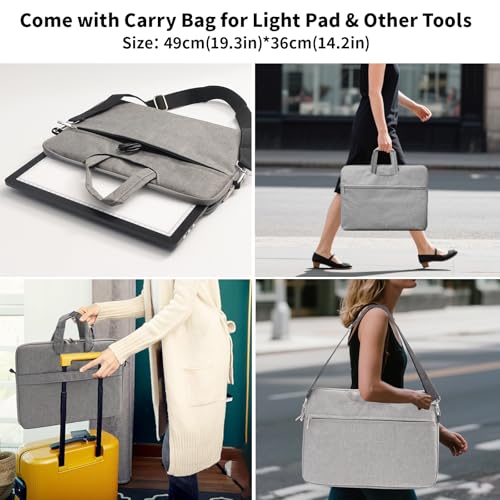 TOHETO Rechargeable A3 Light Board with Stand Bag Super Bright Magnetic Light Pad with Side Buttons Wireless Light Box for Tracing and Drawing Cordless Light Table for Diamond Painting Sketching - Image 3