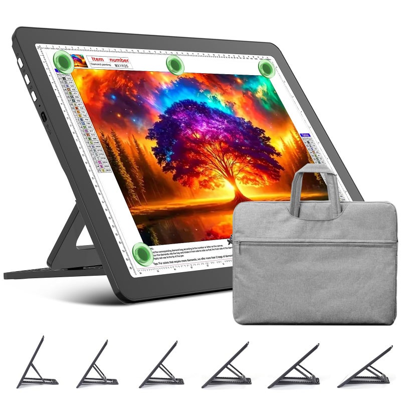 TOHETO Rechargeable A3 Light Board with Stand Bag Super Bright Magnetic Light Pad with Side Buttons Wireless Light Box for Tracing and Drawing Cordless Light Table for Diamond Painting Sketching - Image 2