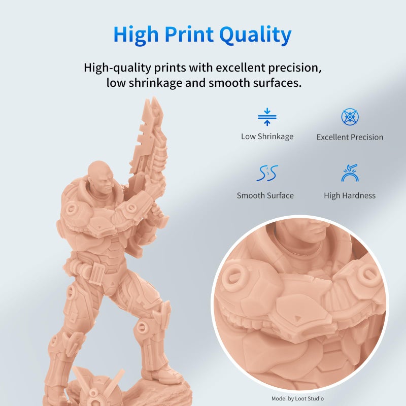 ANYCUBIC 3D Printer Resin, 405nm SLA UV-Curing Resin, High Precision & Rapid Photopolymer for LCD/DLP/SLA 3D Printing (Light Beige, 1kg) - Image 2