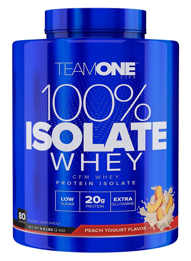 Team One - 100% Isolate Whey Protein Peach-Yoghurt Flavour 2 Kg - Image 1