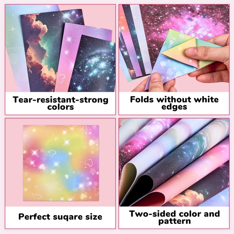 JoyCat Dreamy Fantasy Origami Paper - 50 Sheets 6x6 Inches - Double-Sided Ethereal Patterns for Magic, Mythical & Celestial Crafts - for Adults, Kids & Artists, Ideal for Scrapbooking. - Image 3