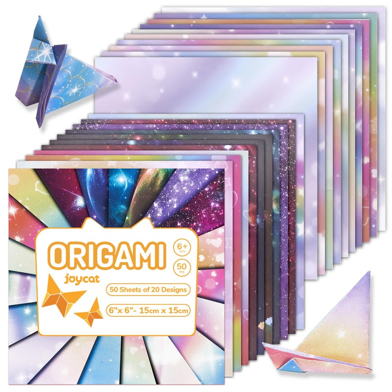 JoyCat Dreamy Fantasy Origami Paper - 50 Sheets 6x6 Inches - Double-Sided Ethereal Patterns for Magic, Mythical & Celestial Crafts - for Adults, Kids & Artists, Ideal for Scrapbooking. - Image 1
