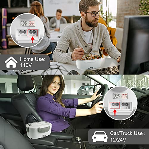 FVW Electric Lunch Box Food Heater, 3 in 1 Portable Food Warmer Lunch Box for Car & Home, Leak Proof, Lunch Heating Microwave with 304 Stainless Steel Container 1.5 L, 110V/12V/24V - Image 2