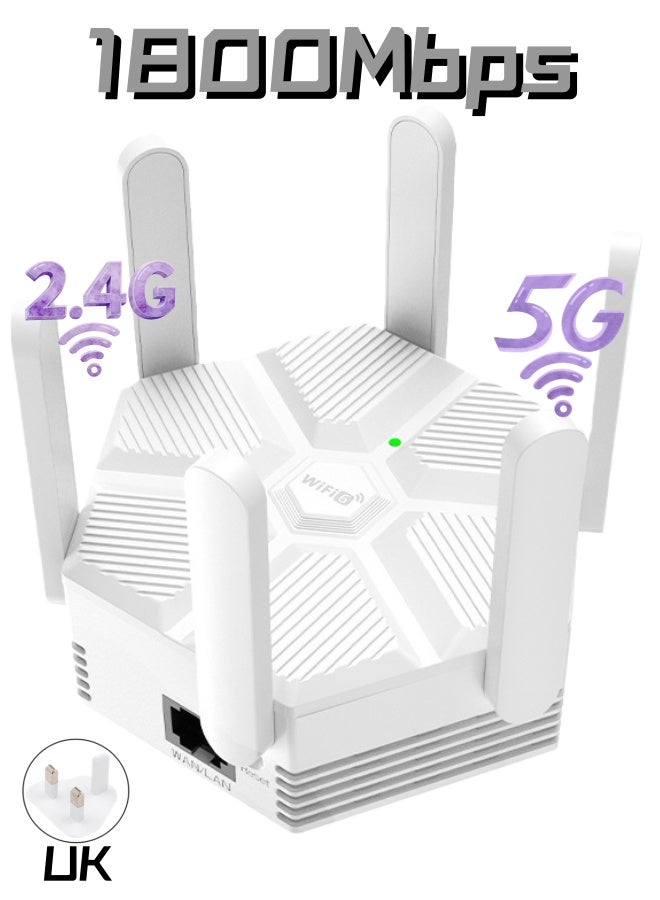 1800Mbps WiFi 6 Mesh Router, 6 Antennas 2.4G 5G Gigabit Wireless Internet Router for Home and Office, Gaming, VPN Router, OpenWRT, OpenVPN, Long Distance - Image 1