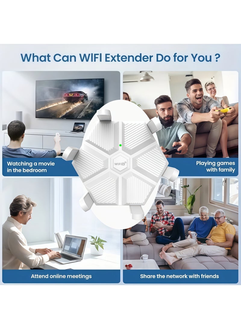 1800Mbps WiFi 6 Mesh Wireless Repeater, 6 Antennas 2.4GHz/5GHz Dual-Band Gigabit Wireless Internet Router Extender, Wireless Signal Booster, 360° Full Coverage, for Home and Office, Gaming - Image 3