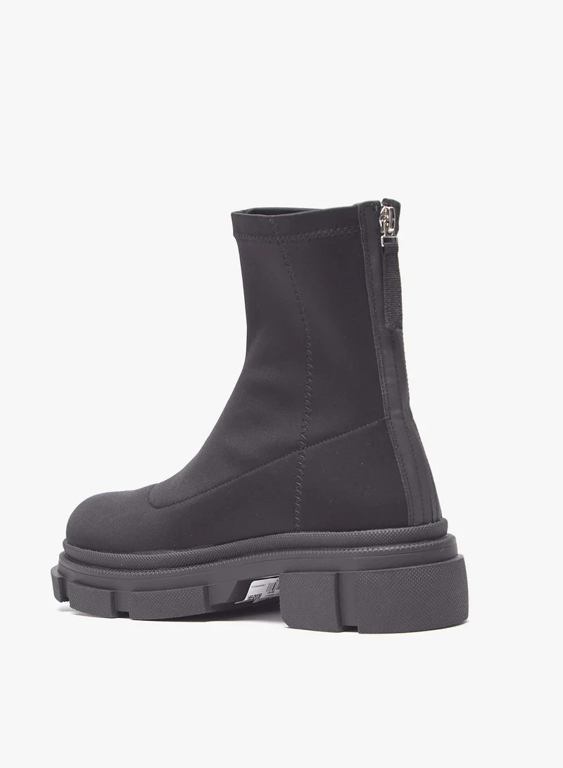 Flora Bella By Shoexpress Women Solid Boots with Zip Closure and Block Heels