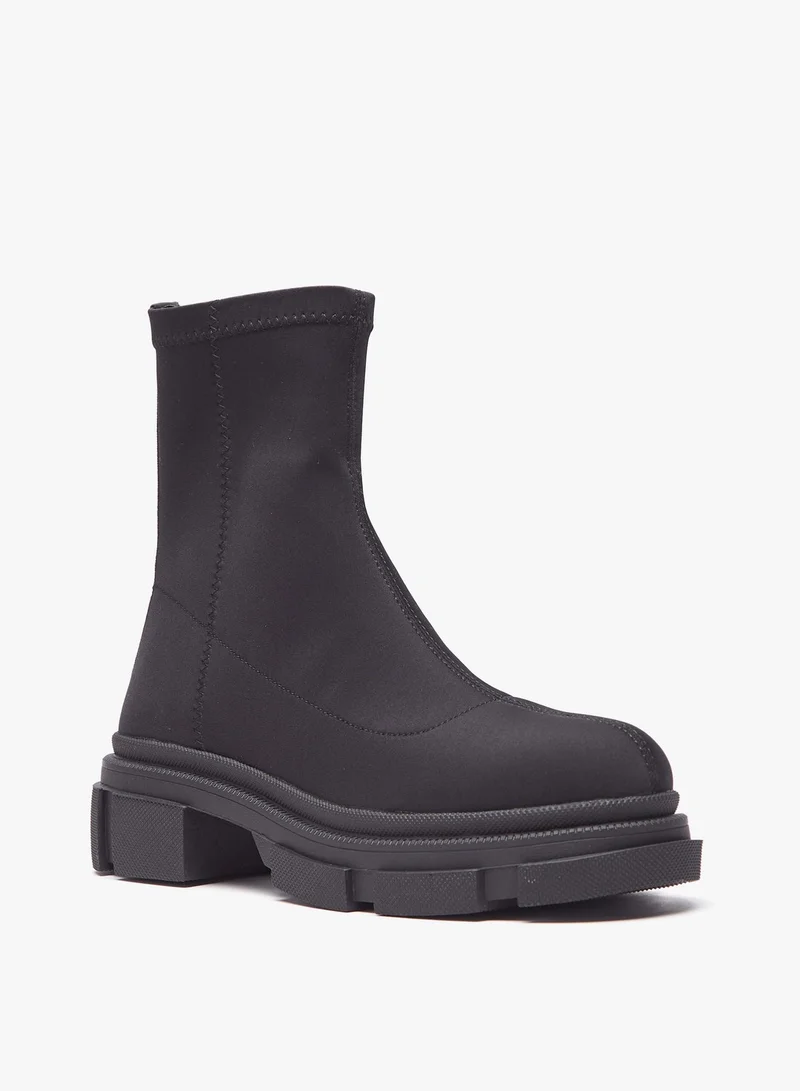 Flora Bella By Shoexpress Women Solid Boots with Zip Closure and Block Heels
