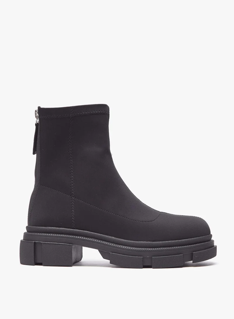 Flora Bella By Shoexpress Women Solid Boots with Zip Closure and Block Heels
