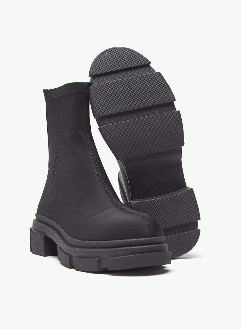 Flora Bella By Shoexpress Women Solid Boots with Zip Closure and Block Heels