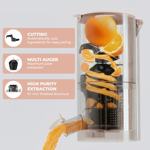 CPENSUS 110MM Chute Cold Press Juicer Machine for Home 200W Slow Juicer Machines with High Juice Yield for Whole Vegetables & Fruits, BPA Free Easy Cleaning & assembly - Image 4