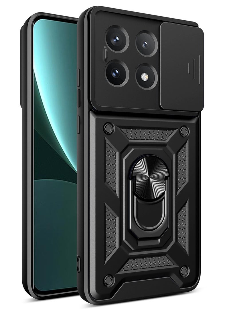 for Xiaomi 15 5G Case Cover, Slide Camera Lens Cover, Magnetic Ring Holder Kickstand Protective Phone Case for Xiaomi 15 5G, Black.  - Image 1