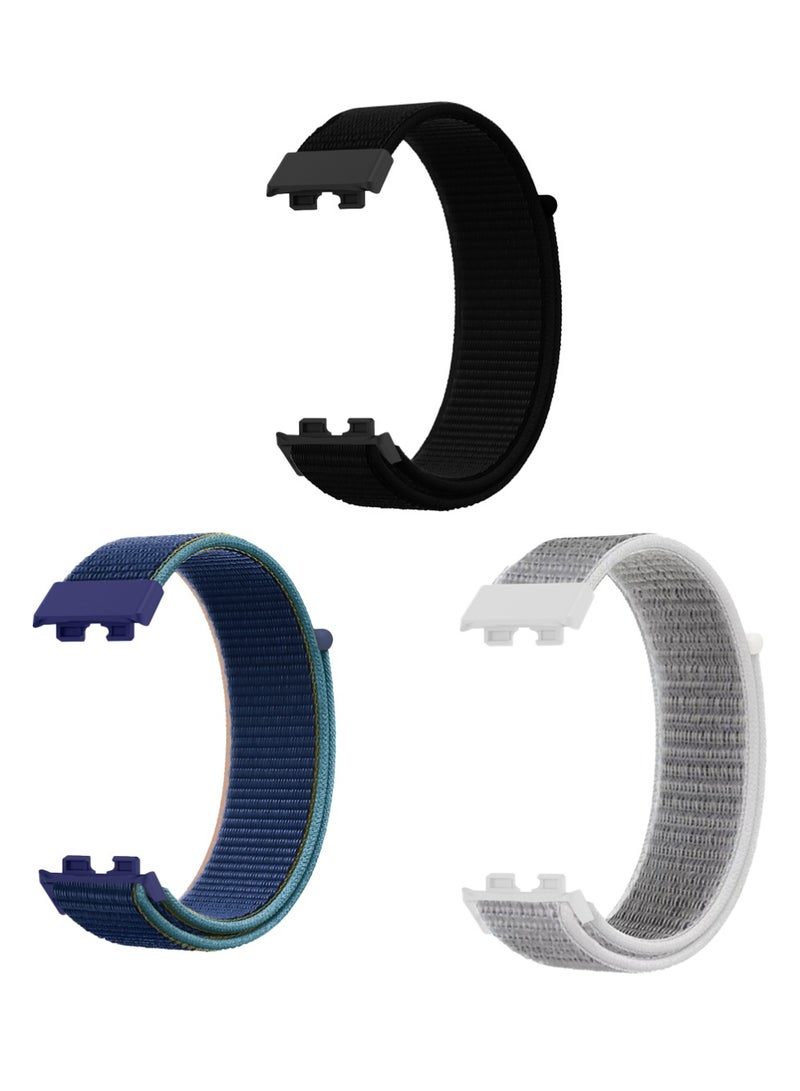X-level 3Pcs Nylon Strap Suitable for Huawei Band 8/9/10 Sports Watchband Lightweight Wristbands Sport Loop Change Soft Textile Breathable Braided Woven Fabric Nylon Bands for Women Men - Image 5