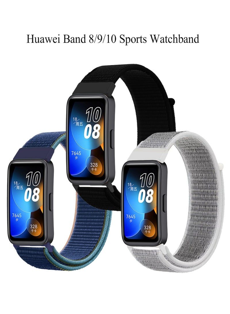 X-level 3Pcs Nylon Strap Suitable for Huawei Band 8/9/10 Sports Watchband Lightweight Wristbands Sport Loop Change Soft Textile Breathable Braided Woven Fabric Nylon Bands for Women Men - Image 1