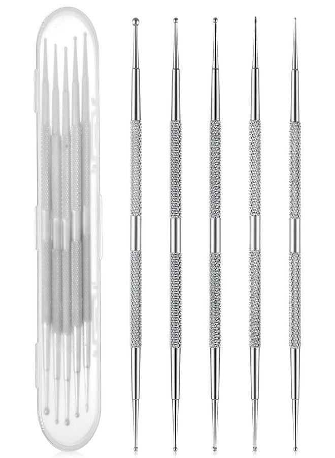 Shimmeroo 5Pcs Nail Art Dotting Tool, Professional Ball End Nail Art Tools Dual-Ended Stainless Steel Dotting Pen Tool for Painting Design Kit - Image 1