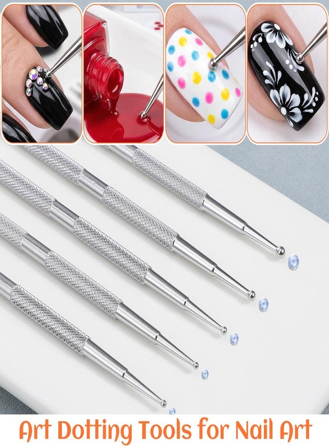 Shimmeroo 5Pcs Nail Art Dotting Tool, Professional Ball End Nail Art Tools Dual-Ended Stainless Steel Dotting Pen Tool for Painting Design Kit - Image 3