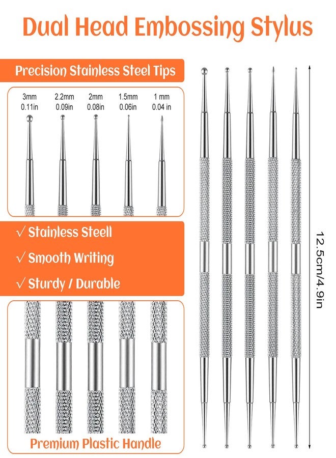 Shimmeroo 5Pcs Nail Art Dotting Tool, Professional Ball End Nail Art Tools Dual-Ended Stainless Steel Dotting Pen Tool for Painting Design Kit - Image 2