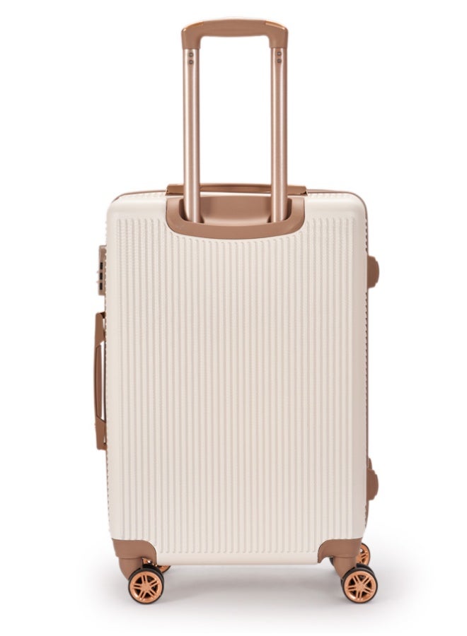 ليمرا طقم شنط سفر مكون من 4 حقائب أمتعة بتصميم فاخر خفيفة الوزن و متعددة الاحجام بمقاسات 28-24-20-12 بوصة لون بيج/ذهبي - Image 5