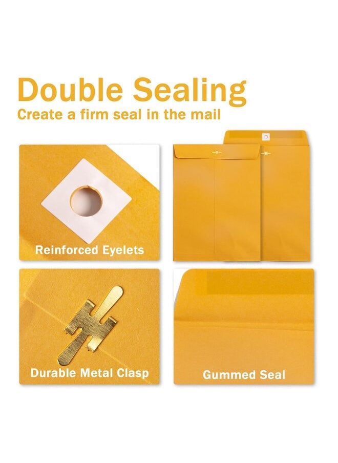 Generic 100PCS Clasp Envelopes Catalog Brown Kraft Large Envelopes with Clasp Closure and Gummed Seal for Business, Legal, Office, Home and School,Size,9X12  - Image 3