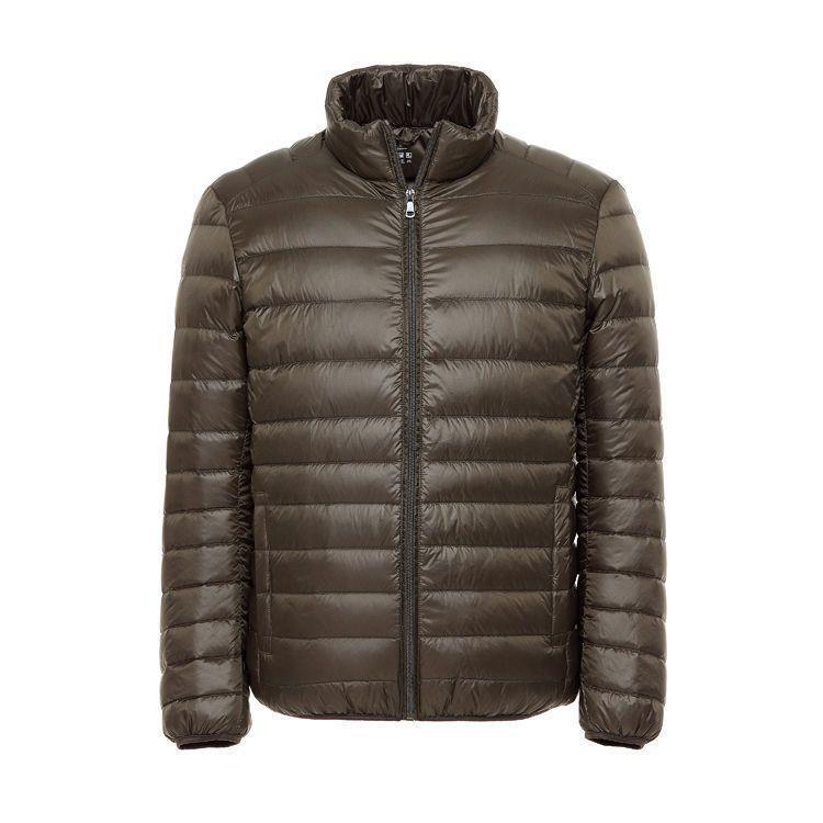 Lightweight Quilted Down Jacket for Boys Military Green Men's Collar 