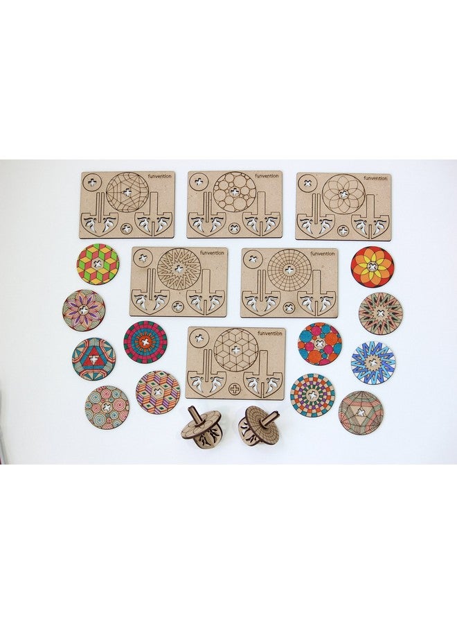 فنفينشين مجموعة هدايا عيد ميلاد Funvention مكونة من 24 قطعة - مجموعات DIY Spinning Tops (Madala هندسية) للبناء والتلوين واللعب والفنون والحرف اليدوية ومجموعة أنشطة التلوين وهدايا الحفلات للأطفال (2 Tops و8 ألوان في كل عبوة) - Image 5