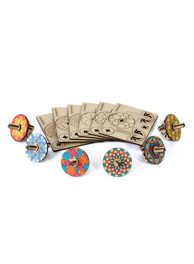 فنفينشين مجموعة هدايا عيد ميلاد Funvention مكونة من 24 قطعة - مجموعات DIY Spinning Tops (Madala هندسية) للبناء والتلوين واللعب والفنون والحرف اليدوية ومجموعة أنشطة التلوين وهدايا الحفلات للأطفال (2 Tops و8 ألوان في كل عبوة) - Image 4