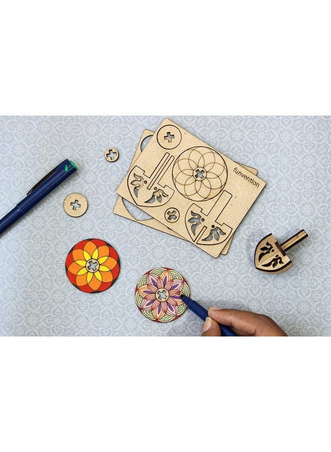 فنفينشين مجموعة هدايا عيد ميلاد Funvention مكونة من 24 قطعة - مجموعات DIY Spinning Tops (Madala هندسية) للبناء والتلوين واللعب والفنون والحرف اليدوية ومجموعة أنشطة التلوين وهدايا الحفلات للأطفال (2 Tops و8 ألوان في كل عبوة) - Image 2