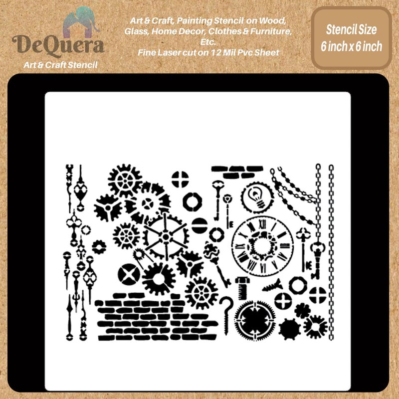 DeQuera Craft Stencils for DIY Art Craft ReUsable Used for Painting Journaling Mix Media Wall Painting and Other Decorative Purposes Size 6 x 6 Inch Pack of 1 DQL1327 - Image 2