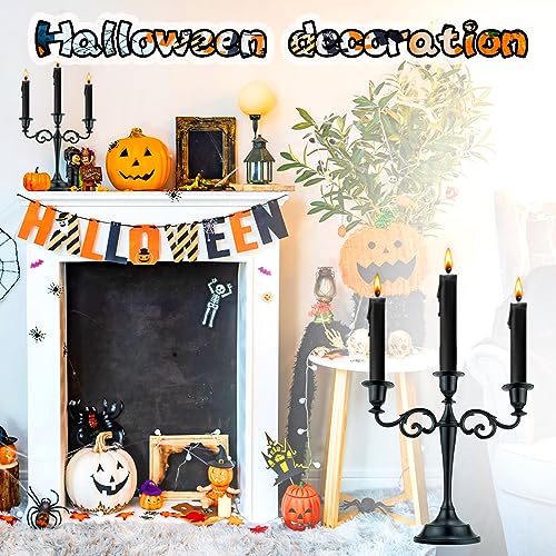 Viscacha 3 Metal Candelabra – Candlesticks Holder for Formal Events, Wedding, Church, Holiday Décor, Halloween – Taper Candle Holder Stand Centerpiece Elegant Decoration Piece for Table,Pure Black - Image 4