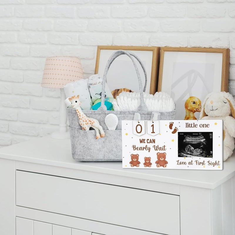Glodecart Baby Sonogram Picture Frame for Gender Reveal Decorations Baby Countdown Sonogram Frame for Expecting Mothers Day Pregnancy Gifts Elephant Love At First Sight Frame Ultrasound - Image 5