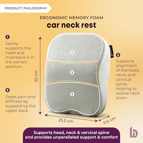 betterhood PosturePro Premium Car Seat Cushions Combo | Lumbar Support, Neck Rest, Seat Cushion for Driving Seat | Memory Foam, Cotton Cover | Ergonomic Car Cushions Pillows (Grey) - Image 5