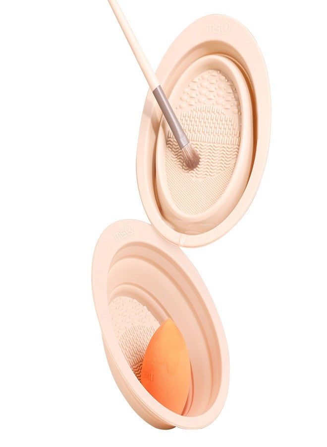 MSQ Foldable Silicone Makeup Brush Cleaner Bowl MSQ Makeup Brush Cleaning Mat Portable Cleaning Tool for Brushes, Powder Puffs and Sponges - Image 1