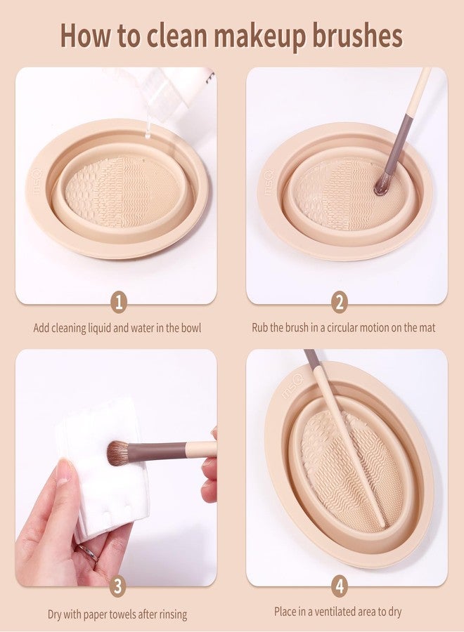 MSQ Foldable Silicone Makeup Brush Cleaner Bowl MSQ Makeup Brush Cleaning Mat Portable Cleaning Tool for Brushes, Powder Puffs and Sponges - Image 4