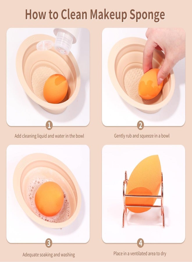 MSQ Foldable Silicone Makeup Brush Cleaner Bowl MSQ Makeup Brush Cleaning Mat Portable Cleaning Tool for Brushes, Powder Puffs and Sponges - Image 5