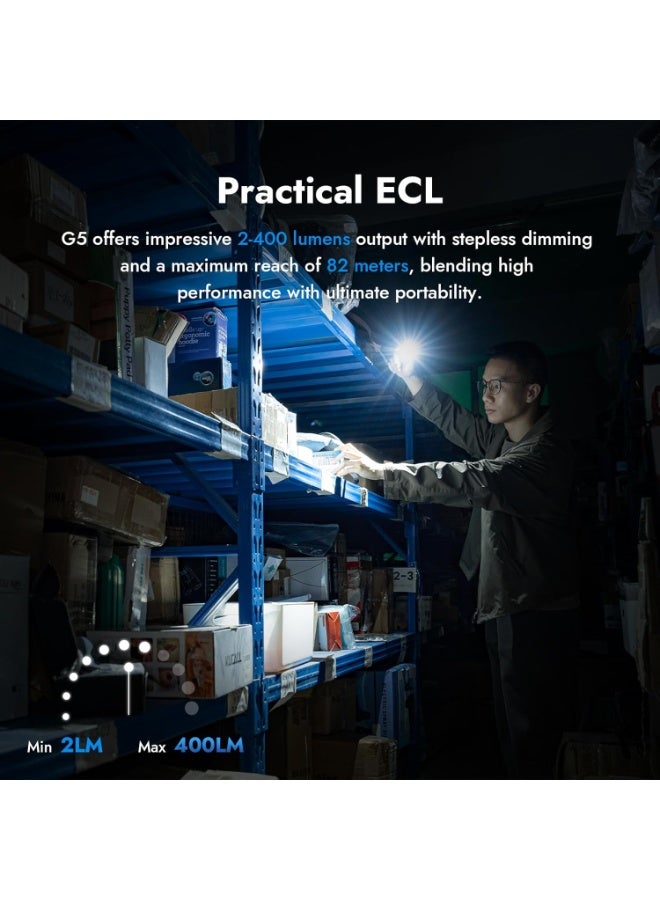 WUBEN G5 Flashlight Rechargeable Torch Light, 400 Lumens Super Bright Keychain Flashlight with RGB light, EDC Mini Magnetic Keychain Pocket Torch, Lightweight Camping Torch for Outdoor Home (Black) - Image 3