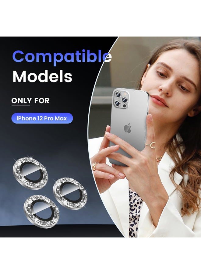 Tensea Compatible with iPhone 12 Pro Max Camera Lens Protector, 9H Tempered Glass Camera Cover Screen Protector for iPhone12 Pro Max 6.7 inch 2020 (Glitter) - Image 2