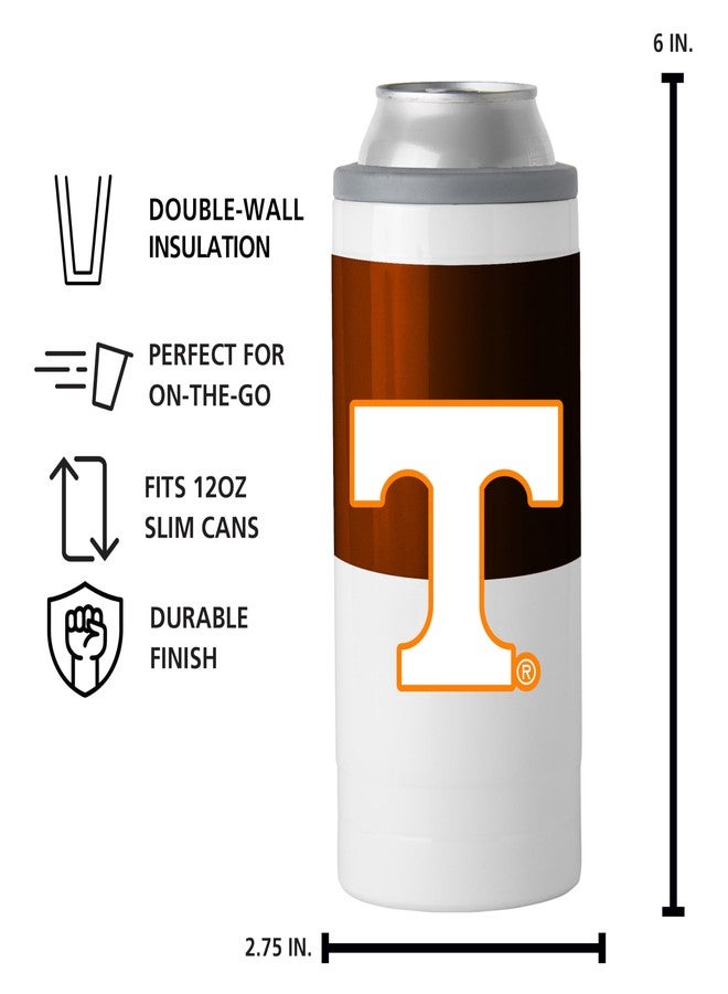 Logo Brands NCAA Tennessee Volunteers 12oz Colorblock SlimCan Coolie - Stainless Steel, Double-Wall Insulated, Removable Rim for Cocktail Tumbler Use - Image 5