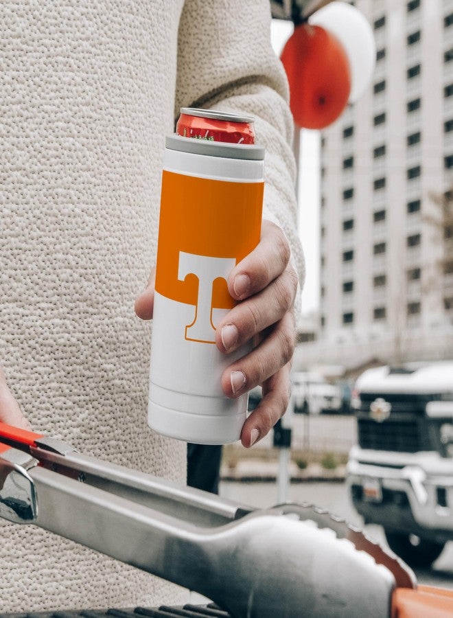 Logo Brands NCAA Tennessee Volunteers 12oz Colorblock SlimCan Coolie - Stainless Steel, Double-Wall Insulated, Removable Rim for Cocktail Tumbler Use - Image 2