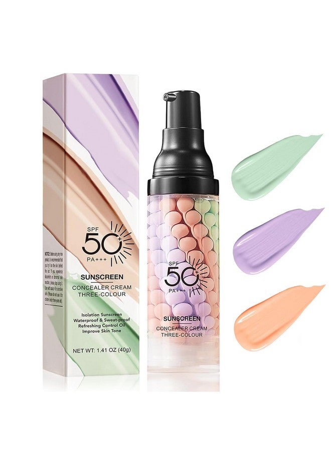 MinFei 3 In 1 Primer for Face Before Makeup with SPF 50, One Step Color Corrector Primer, Hydrating Skin Corrector, Oil-Control & Matte Finish, Pore & Line Blurring for Radiant Tone(1.41Oz）  - Image 1
