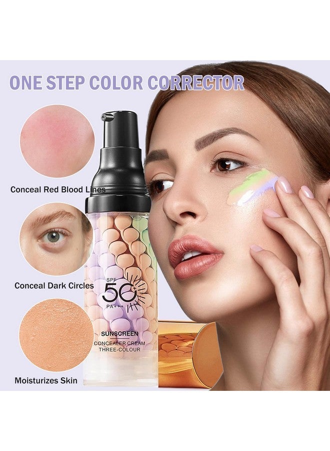 MinFei 3 In 1 Primer for Face Before Makeup with SPF 50, One Step Color Corrector Primer, Hydrating Skin Corrector, Oil-Control & Matte Finish, Pore & Line Blurring for Radiant Tone(1.41Oz）  - Image 2
