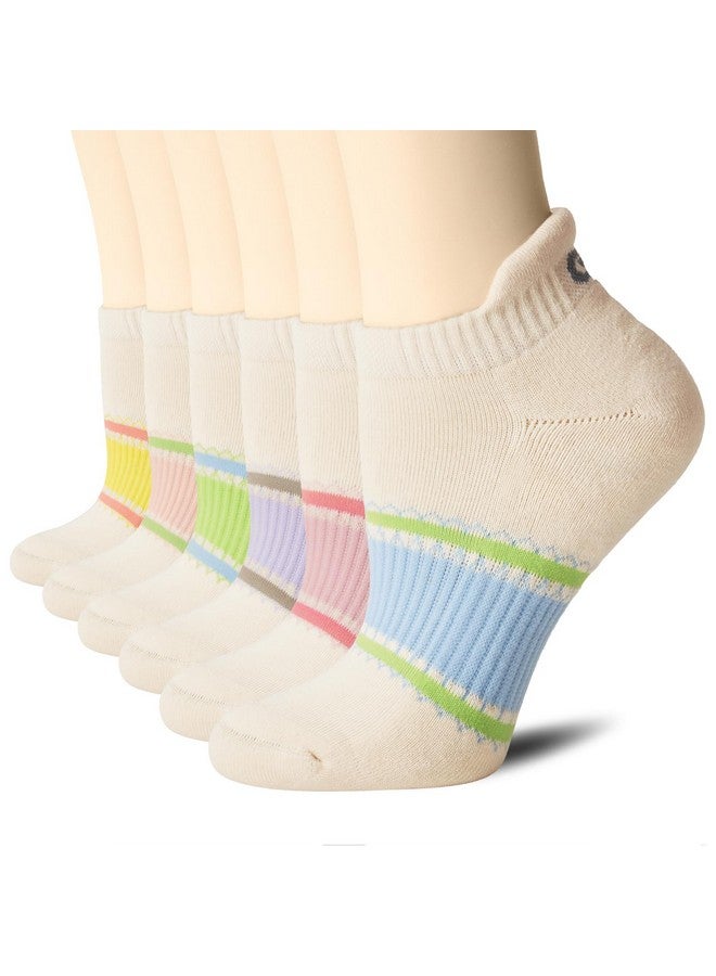 سي إس سيلر سبورت جوارب رياضية للجري من CS CELERSPORT بطول الكاحل ومزودة بعلامة تجارية منخفضة القطع للرجال والنساء (6 أزواج)، مقاس متوسط، لون أبيض كريمي متعدد الألوان - Image 1