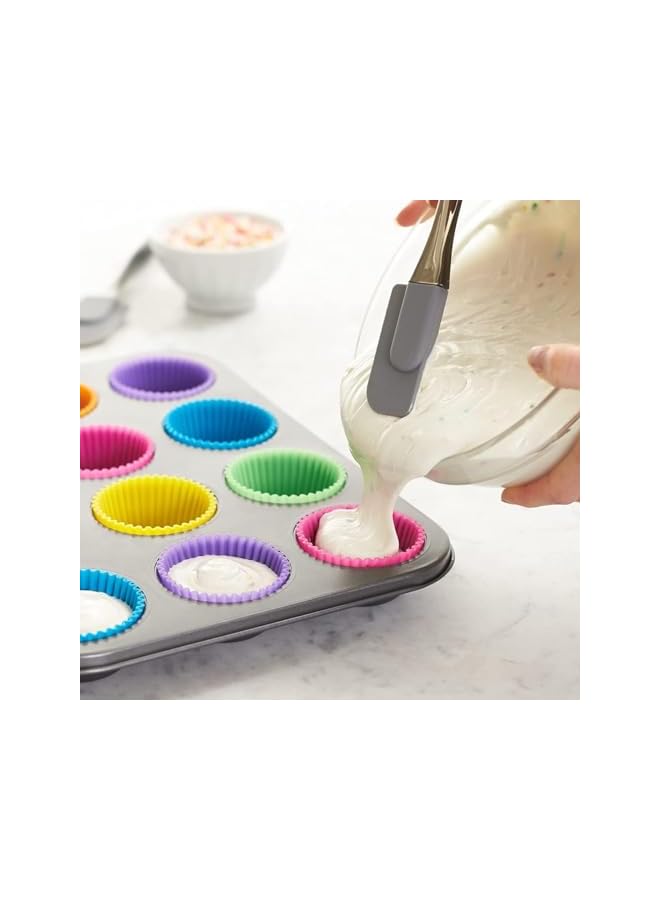 S-TOP Silicone Cupcake Liners 12Pcs, Baking Cups Non-Stick Cake Muffin Chocolate Cupcake Liner Baking Cup Mold, Multicolor - Image 3