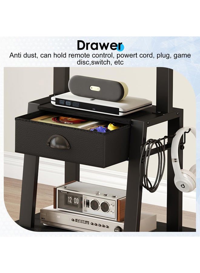 Aokitsink Rolling TV Cart with Drawer, TV Stand with Wheels - Image 4