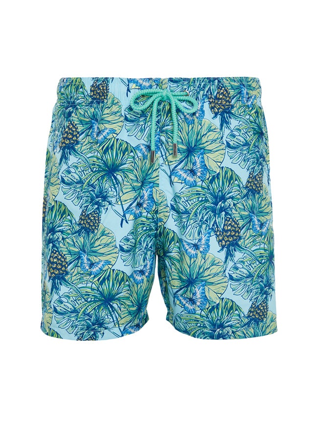 Blue Standard Size Pineapple Printed Marine Shorts TMNSS24DS00018