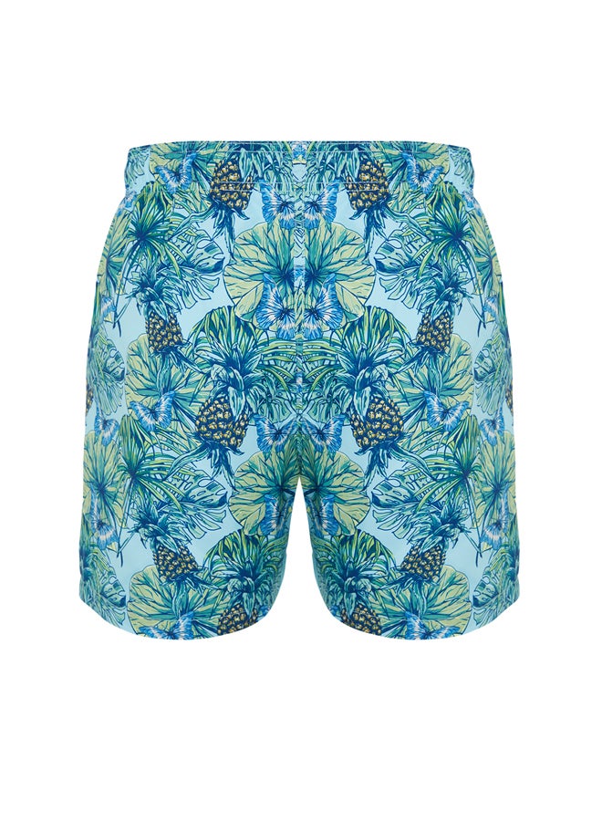 Blue Standard Size Pineapple Printed Marine Shorts TMNSS24DS00018