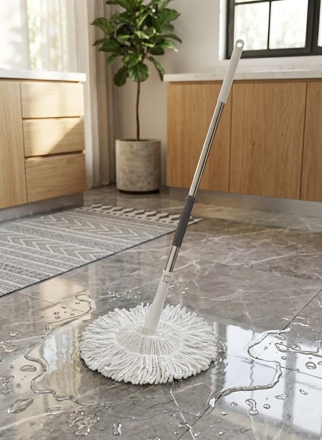 NKX Self-Wringing Spin Mop | Stainless Steel Extendable Handle | 360° Rotating Microfiber Head | Floor Mop for Home Kitchen Bathroom Hardwood Tile - Image 1