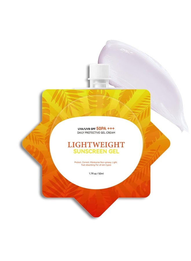 BARUBT Lightweight Sunscreen Gel, Whitening Sunscreen, Ultrawhite Sunscreen, Ultra-Lightweight Airy-Fit Sun-screen SPF50, Lightweight Moisturizing Gel Fast Absorbing, Water-Resistant 50ml - Image 1