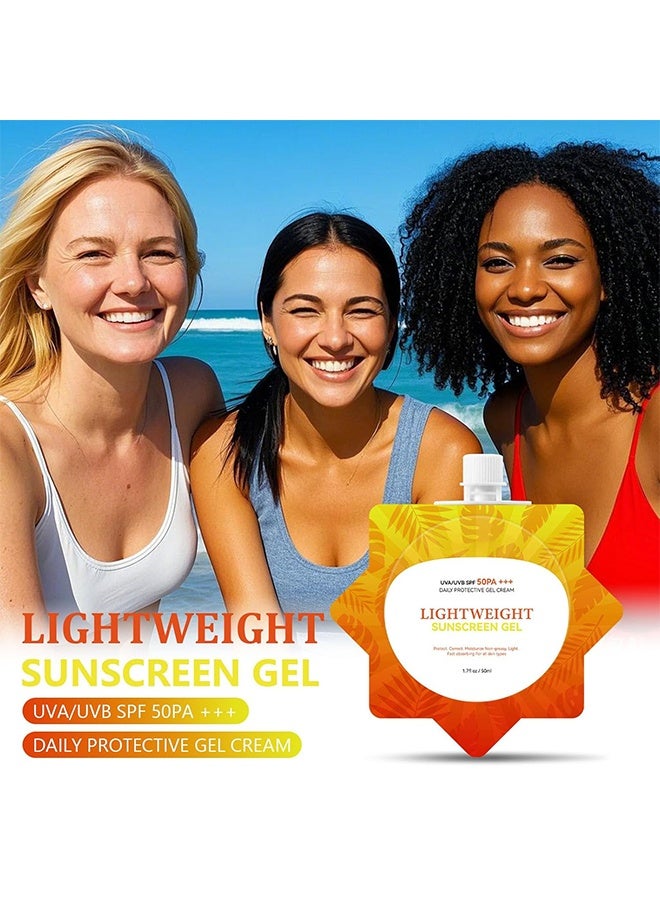 BARUBT Lightweight Sunscreen Gel, Whitening Sunscreen, Ultrawhite Sunscreen, Ultra-Lightweight Airy-Fit Sun-screen SPF50, Lightweight Moisturizing Gel Fast Absorbing, Water-Resistant 50ml - Image 5