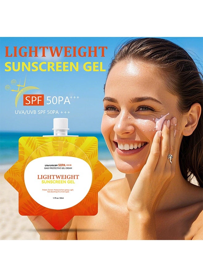 BARUBT Lightweight Sunscreen Gel, Whitening Sunscreen, Ultrawhite Sunscreen, Ultra-Lightweight Airy-Fit Sun-screen SPF50, Lightweight Moisturizing Gel Fast Absorbing, Water-Resistant 50ml - Image 2